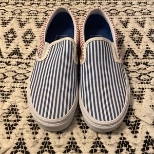 Tricolored stripped slip on Vans